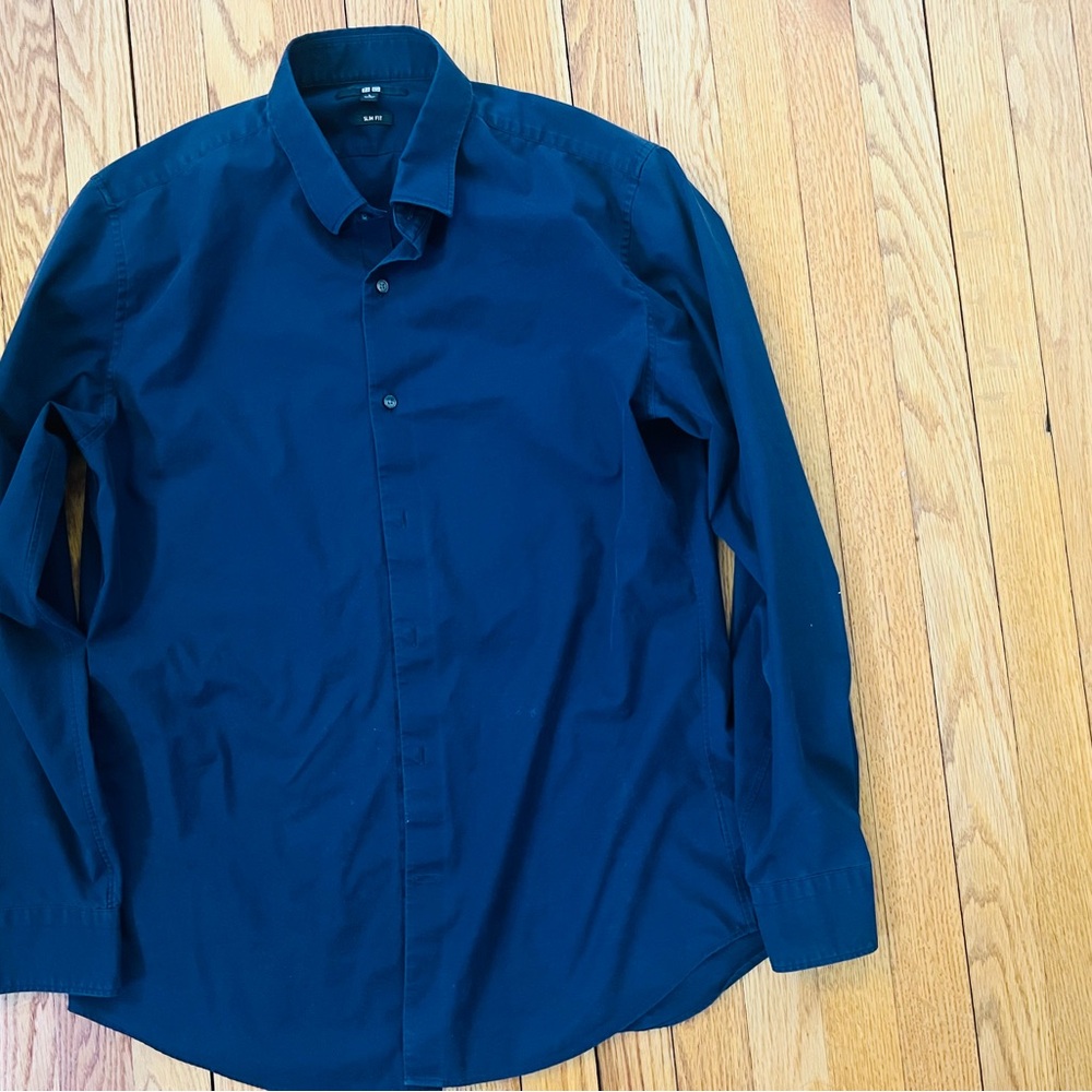 Uniqlo Men's Dark Navy Long-Sleeve Dress Shirt